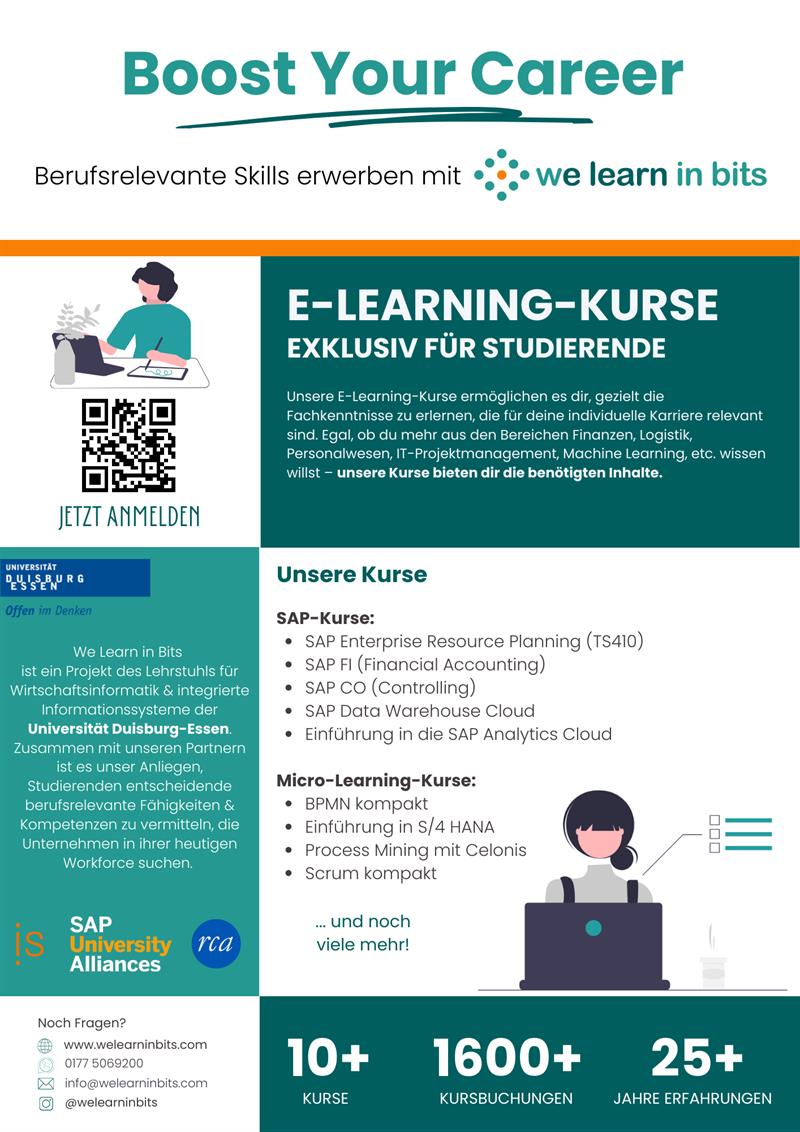 Flyer mit Informationen zum Kursangebot von We Learn in Bits
